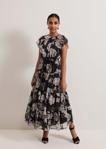 Phase Eight Petite Jordine Floral Print Midaxi Dress Multicolor Canada | APUEWO-915